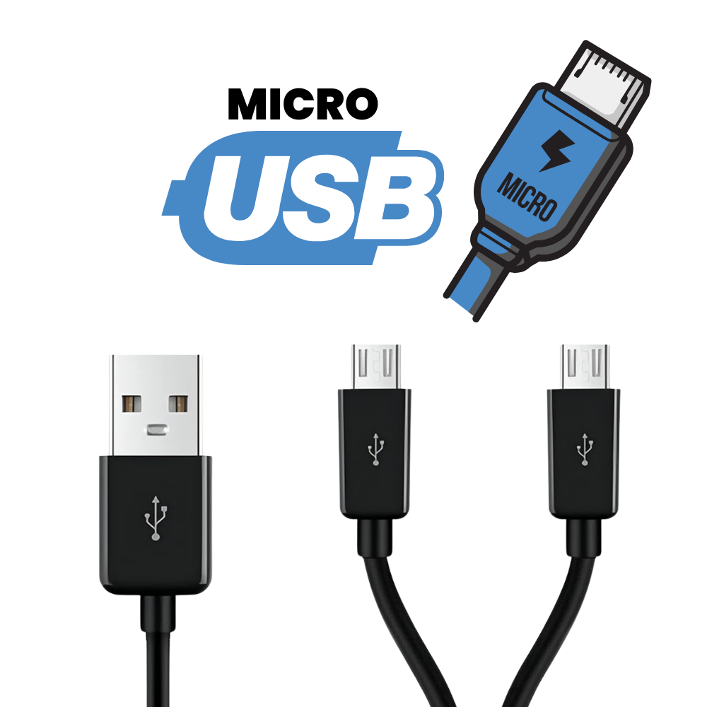 CFG dual USB charging cable with Micro USB connectors, designed for versatile charging needs. Cable Free Guitar trusted high quality